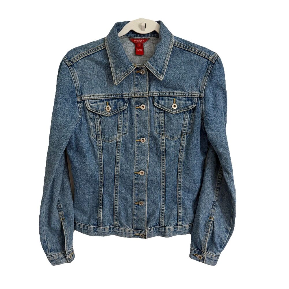 Sundance Jean Jacket‎ Womens Small Blue Denim Trucker Point Collar Western Y2K